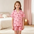 thumbnail image 2 of Big Girls Two Piece Outfits Print Short Sleeve Tops and Shorts Nightwear Outfits Size 10-11T, 2 of 6