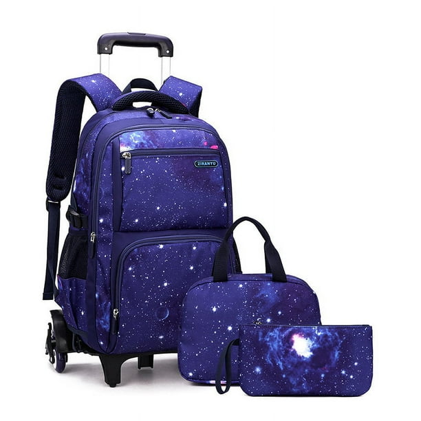 Con fiambrera mochilas escolares con ruedas mochila con ruedas para ninos bolsa con ruedas equipaje de mano para ninos bolsa de escuela secundaria primaria YONGSHENG Un juego de tres mochilas de troll...