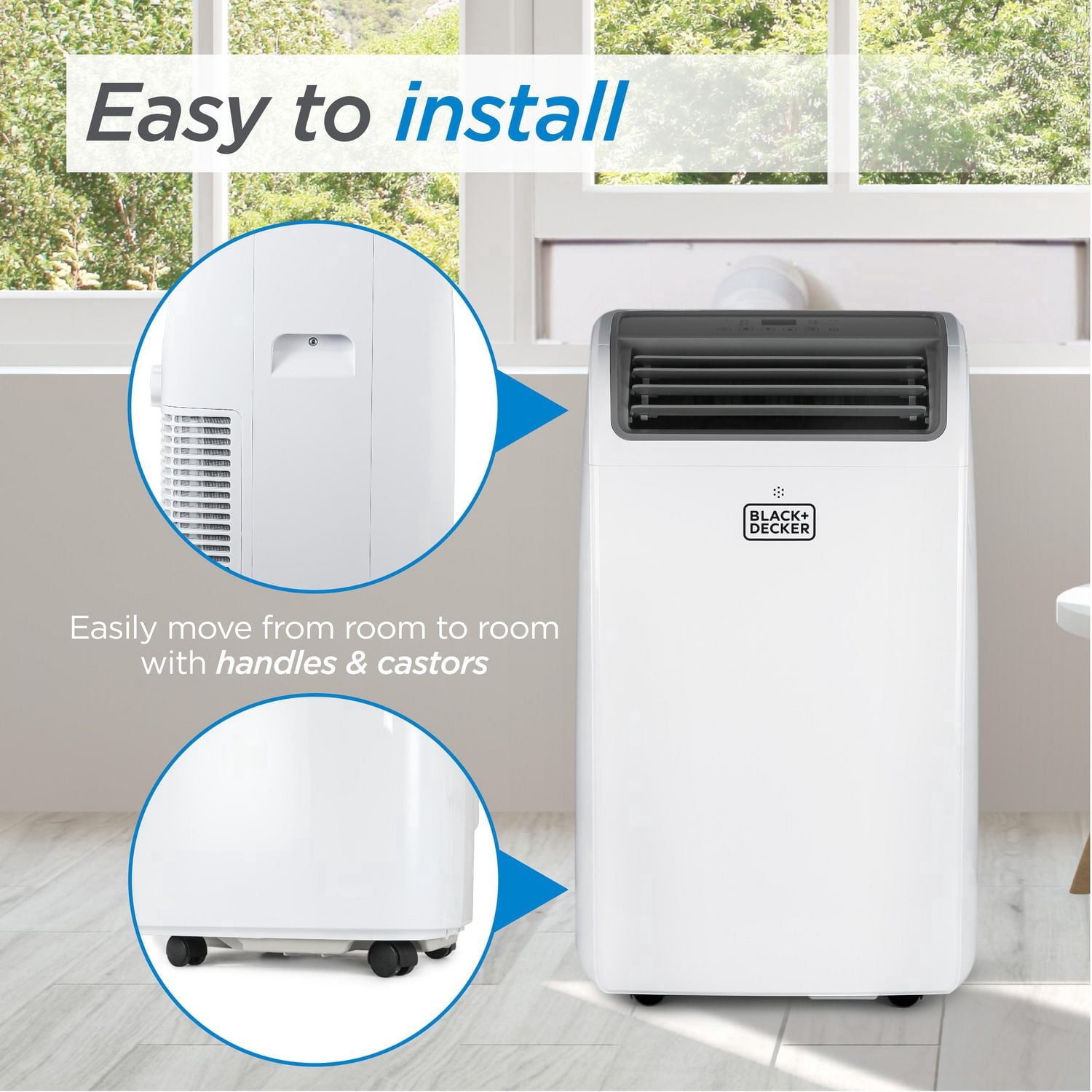 BLACK+DECKER Portable Air Conditioner, 8,150 BTU SACC/CEC (12,000 BTU ASHRAE 128) for Rooms Up To 550 Sq. Ft., White