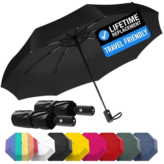 Rain-Mate Folding Travel Umbrella, Auto Open Close Windproof Umbrella for Rain and Sun