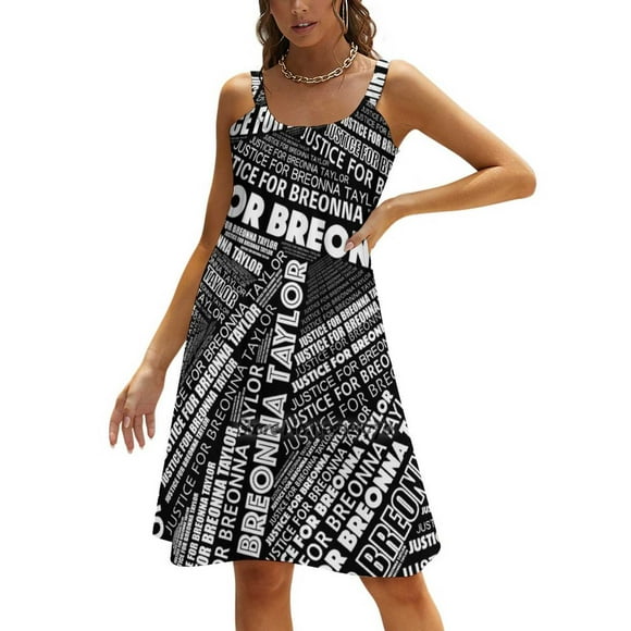 Breonna Taylor Print 6 Back Lacing Backless Dress Square Neck Dress Sweetheart Knot Flared Dress Black Lives Matter Black Lives