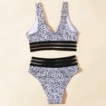 thumbnail image 4 of Huowey Baby Toddler Swimsuit Fashionable Leopard Print Lace Trim Deep V-Nevk Tops High Waist Bikini Set Casual Two Piece Summer Stylish Bathing Suit Breathable Cozy Beachwear,Gray,7-8 Years, 4 of 8