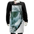 thumbnail image 1 of Nature Kids Apron, Winter Forest with Frozen Snowy Foliage Grass Icy Tree Branches Lake Scenery, Boys Girls Apron Bib with Adjustable Ties for Cooking Baking Painting, Turquoise White, by Ambesonne, 1 of 2