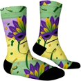 thumbnail image 4 of MEICHEN Women's Mardi Gras Themed Comfortable Cute Printed Mid Calf Sports Socks Fashion Clothing Accessories for Women, 4 of 5