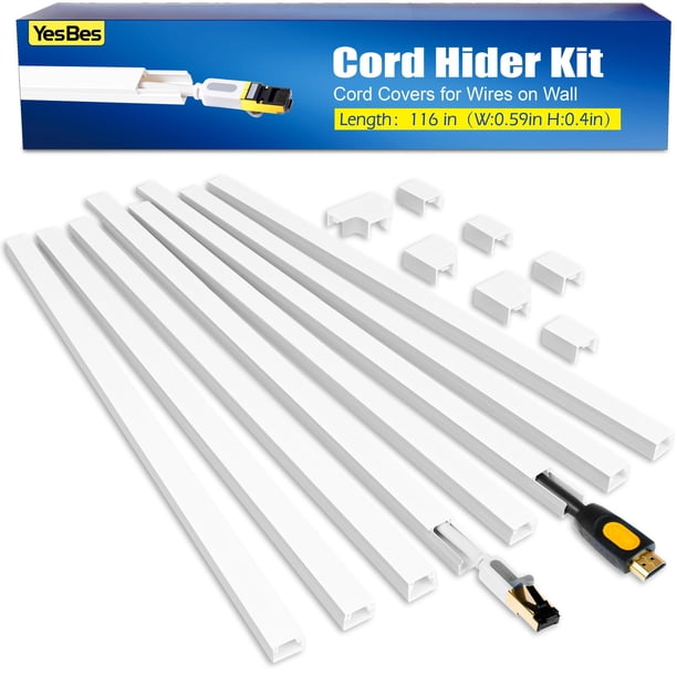 Kit ocultacables YesBes de 295 cm, pintable, blanco