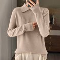 thumbnail image 2 of biudgviw Fall Sweater for Women Long Sleeve Loose Fit Dressy Pullovers Shirts Turndown Collar Elegant Blouses for Work Office, 2 of 3