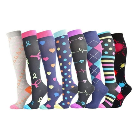 

QWANG Unisex 8 Pairs Socks Brede Kalf Compressie Sports Socks