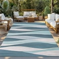 thumbnail image 3 of Fsddascl Turquoise Blue Outdoor Rug for Patio/Deck/Porch, Non-Slip Large Area Rug 6 x 9 Ft, Retro Gradient Stripes Abstract Geometric Indoor Outdoor Rugs Washable Area Rugs, Camping Rug Carpet, 3 of 5