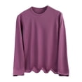 thumbnail image 1 of FAIWAD Womens Plus Size Tops Long Sleeve Crewneck Daily Undershirts Soft Comfy Solid Color Basic Tshirts XL-5XL, 1 of 7
