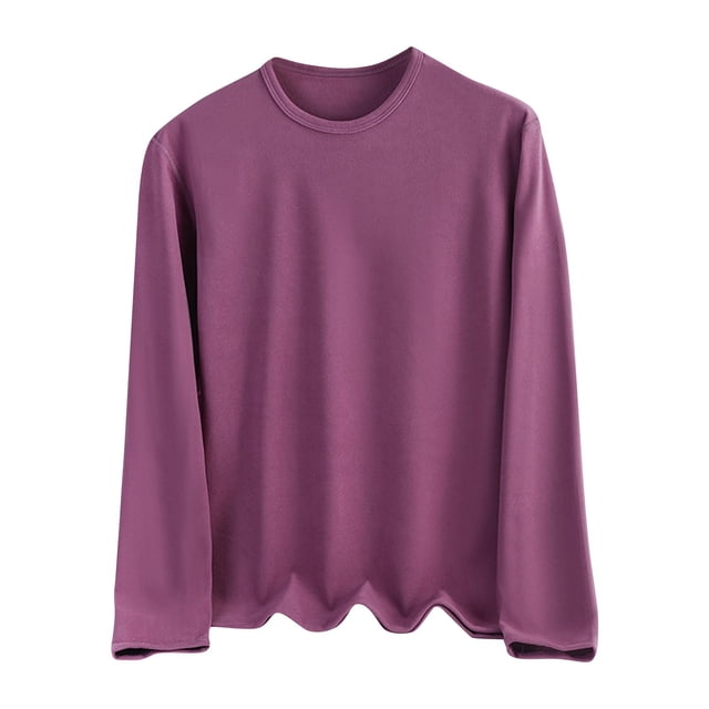 FAIWAD Womens Plus Size Tops Long Sleeve Crewneck Daily Undershirts Soft Comfy Solid Color Basic Tshirts XL-5XL