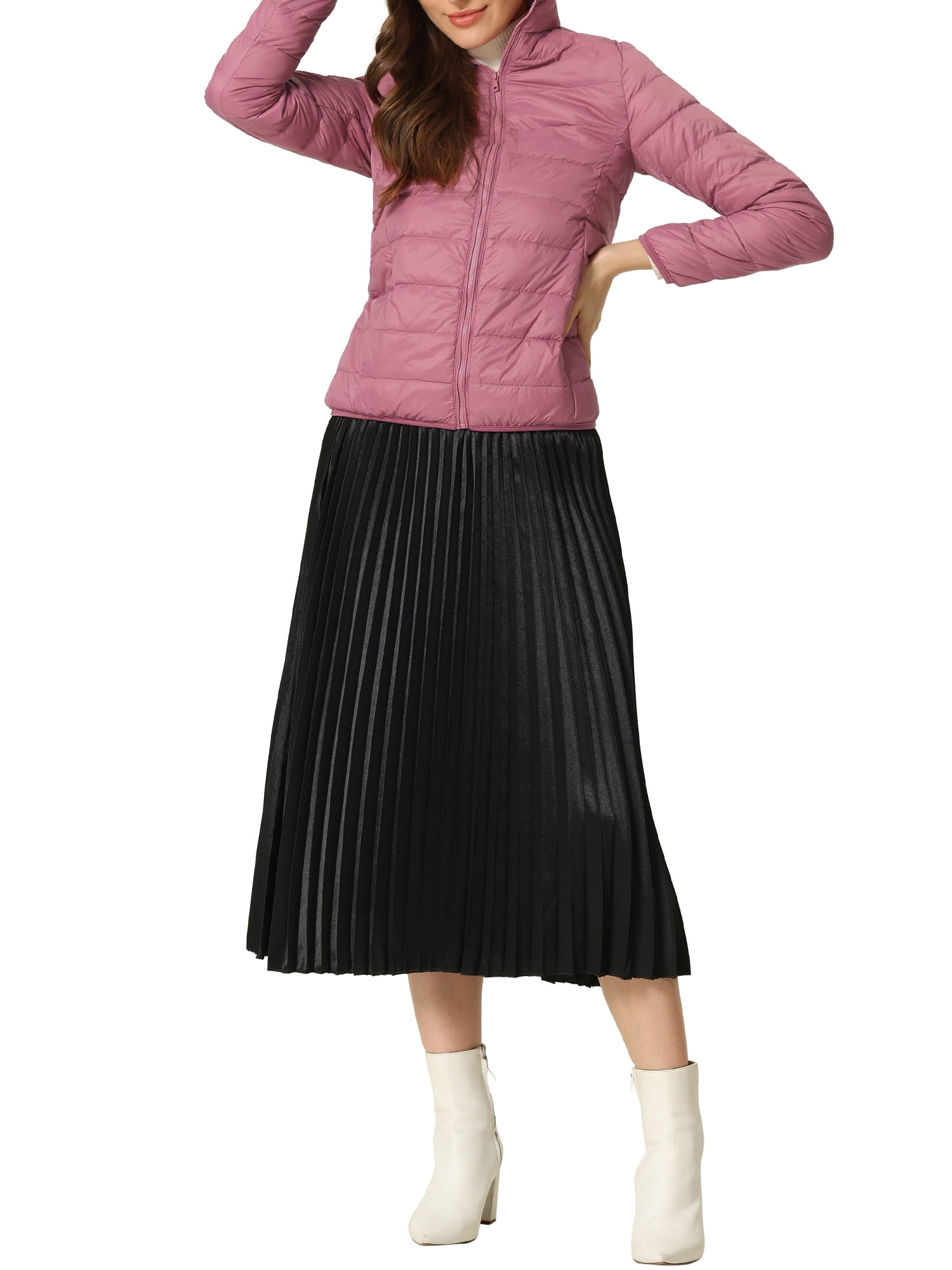 DARING DIVA Women's Hooded Zip Up Short Down Lightweight Jacket XS Pink