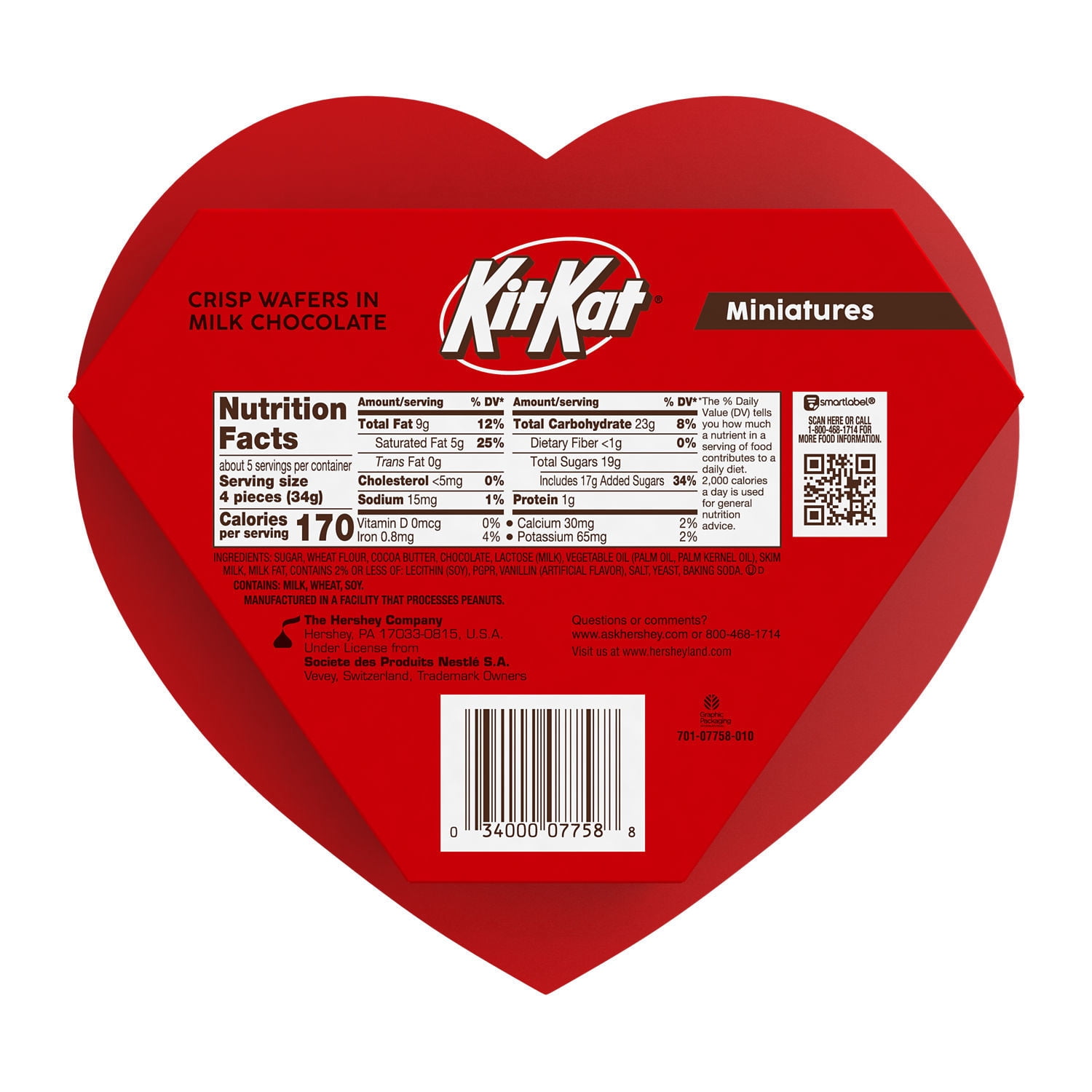 KIT KAT Miniatures Milk Chocolate Wafer, Valentine's Day Candy Gift Box, 6.4 oz