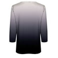 thumbnail image 4 of Htigea Women's Crew Neck 3/4 Sleeve Shirts Gradient Color Henley T-Shirt Button Down Pullover Tunic Top Black,L, 4 of 5