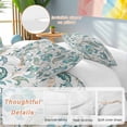 thumbnail image 3 of Teal Paisley Floral Bedding 3 Piece Duvet Cover Set Full Size, Boho Ethnic Tribe Traditional Soft Microfiber Comforter Cover with Zipper Closure & Pillowcases, Wrinkle & FadeResistant Quilt Cover, 3 of 9