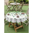 thumbnail image 3 of Outdoor Tablecloth with Umbrella Hole and Zipper, St. Patrick's Day Round Table Cloth 60 Inch Waterproof Tablecloth, Spring Lucky Shamrocks Rustic Leaves Picnic Table Cover for Patio Camping, 3 of 7
