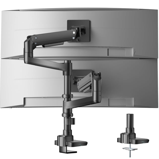 Brazo de doble monitor WALI para pantallas curvas de 17 a 49 pulgadas, de alta resistencia