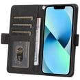 thumbnail image 3 of Skin-Friendly Wallet Case for iPhone 14, Premium PU Leather Shockproof Card Slots Cash Holder Flip Cover with Kickstand Folio Magnetic Clasp Wrist Hand Strap Handbag Case,Black, 3 of 7