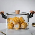 thumbnail image 3 of STP GOODS Heat-Resistant Glass Stockpot with Glass Lid 2.7 Qt (2.5 L) Borosilicate Glass Cooking Pot with Wooden Handles Kitchen Pot Cookware Stock Pot Soup Pot, Clear, 3 of 4