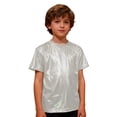 thumbnail image 4 of Mercatoo Girls Shiny Metallic Shirts Jazz Hip Ho1 Dance Part1 Tops T-Shirts Kids Crewneck Spring Casual Loose Basic Tees Blouses, 4 of 6