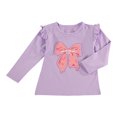 thumbnail image 2 of HOMADLES Long Sleeve Shirts for Toddler Girls Lightweight Round Neck Graphic Printing Casual Pullover, Basic Shirt Purple 4 T, 2 of 3
