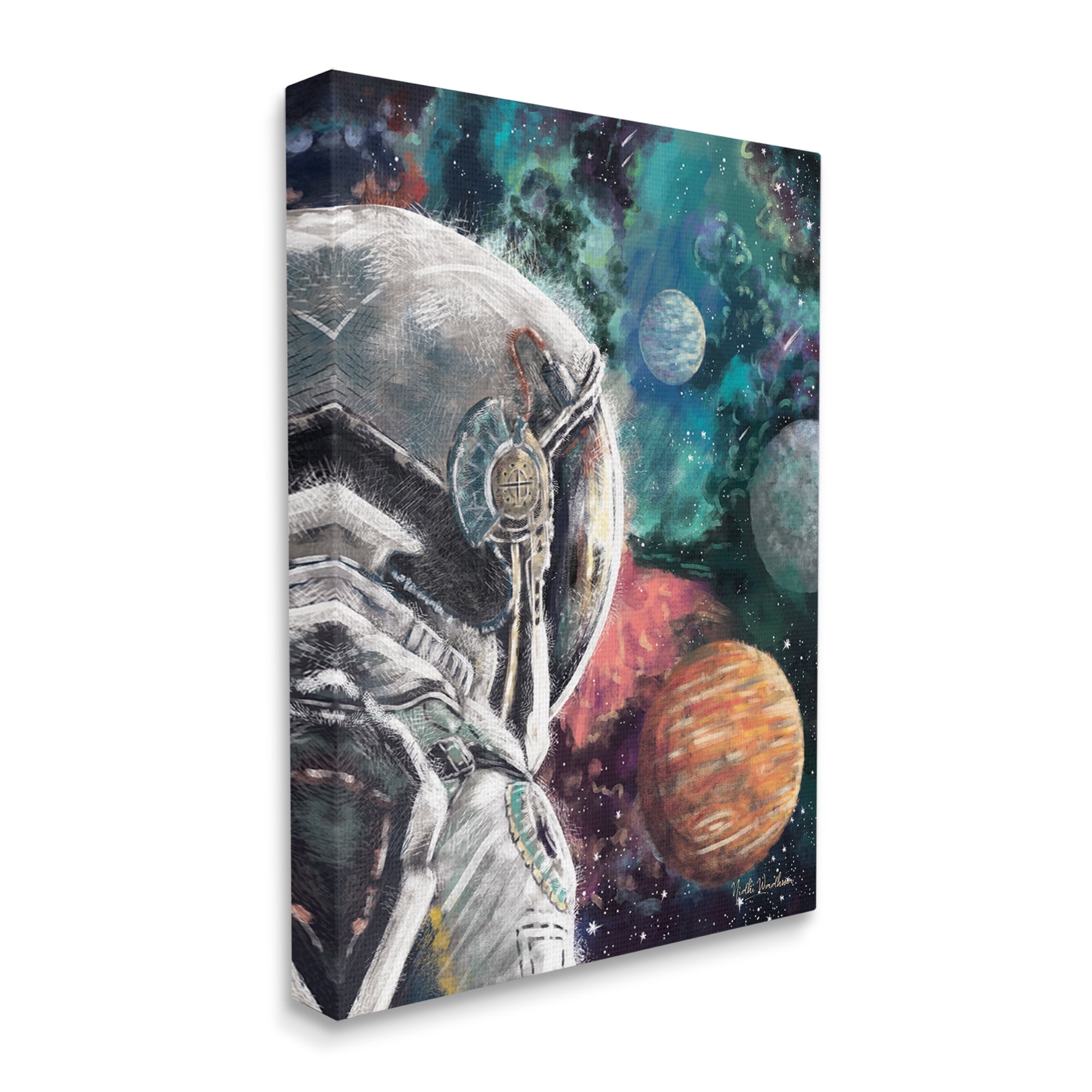 Stupell Industries Astronaut & Outer Space Novelty Painting Gallery Wrapped Canvas Art Print Wall Art, 24 x 30