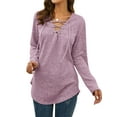 thumbnail image 6 of Nlife Women Long Sleeve Top Criss Cross V Neck Solid Blouse Tunic Top Basic Pullover, 6 of 11