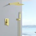 thumbnail image 2 of Shower system, 12" (approx. 30.5 cm) rain shower head and handheld spray bathroom shower unit with brass valve and wall trim kit Gold, 2 of 7