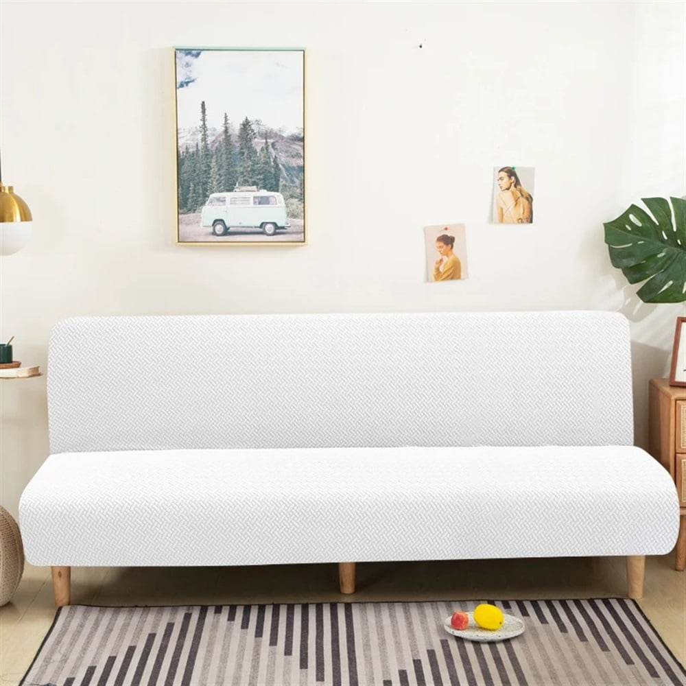 Jacquard Sofa Bed Cover Armless Sofa Cover For Living Room Plaid Straight Sofa Cover Slipcover Futon Cover For Home