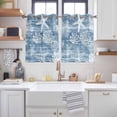 thumbnail image 2 of Haze Blue Coastal Kitchen Curtains Window Panels, Summer Beach Nautical Starfish Coral Vintage Insulated Window Treatment Curtain, Grommet Curtains for Bedroom/Living Room/Bathroom, 2 Piece 42"Wx45"L, 2 of 8
