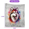 thumbnail image 5 of Watercolor Drip Alaskan Malamute Pop Art Colorful Portrait Artwork Quilt Blanket Alaska Mal Dog Lovers Gifts Cozy Comforter Throw Blanket - 01009, 5 of 5