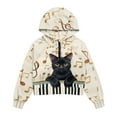 thumbnail image 4 of Xoenoiee Cat Music Note Print Long Sleeve Sweatshirts for Girls Quarter Zip Pullover Oversized Cropped Sweater Fall Winter Hoodies, 11-12 Years, 4 of 7