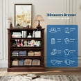 thumbnail image 5 of Farmhouse 4 Drawer Dresser for Bedroom, Tall Chest of Drawers with Metal Handles, Rustic Wooden Dresser TV Stand, for Living Room, Hallway, Brown, 5 of 8