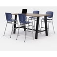 thumbnail image 2 of KFI Studios Midtown 6' x 3' Pub Table Set, Studio Teak , 4 Navy KOOL Stools, 2 of 3