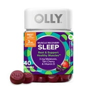 OLLY Muscle Recovery Sleep Gummies, 3mg Melatonin, Tart Cherry Extract, Vitamin D, Berry, 40 Ct