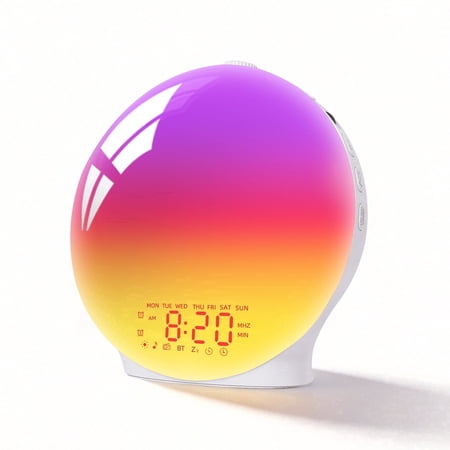 LEIKE Full Screen Dimmer Sunrise Alarm Clocks for Bedrooms, Bluetooth Speaker, Dual Alarms Bedside Clock for Adults