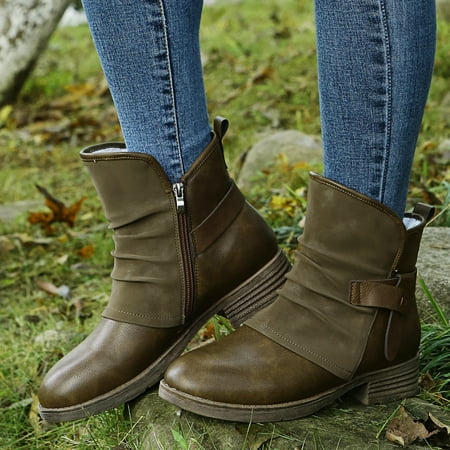 

TALKVE Thick Size Ankle Heel Buckle Belt Fashion Zipper Boots Boots Plus Women s women s boots