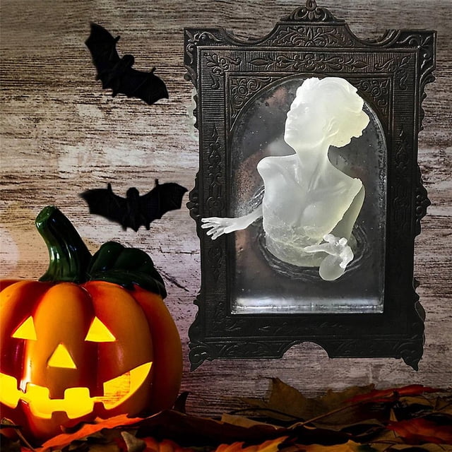 3d Photo Frame Wall Sticker Ghost Mirror Luminous Ornament Sculpture Halloween Decor