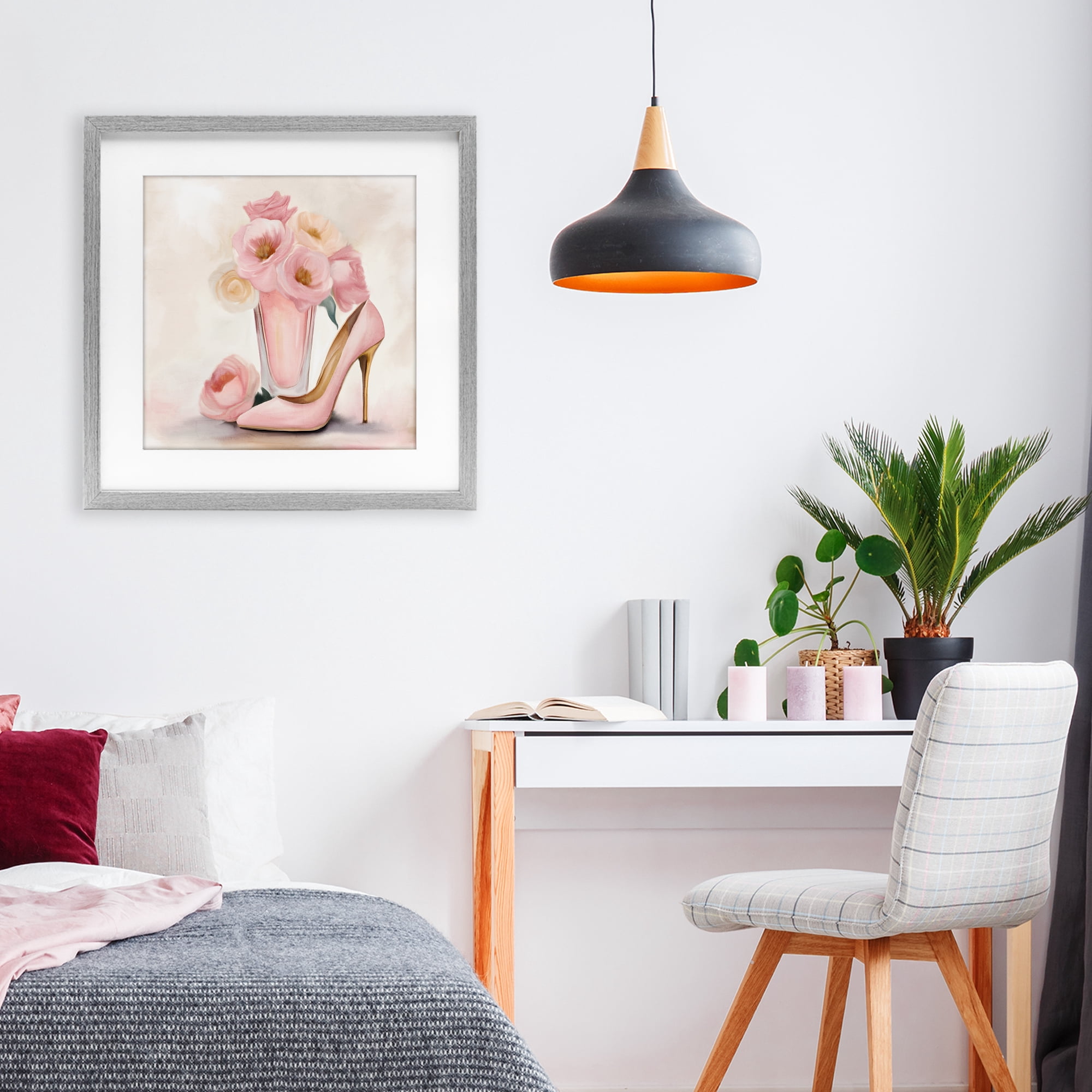 Stupell Industries Pink Beauty Bouquet Gray Framed Print Under Glass, design by Kim Allen