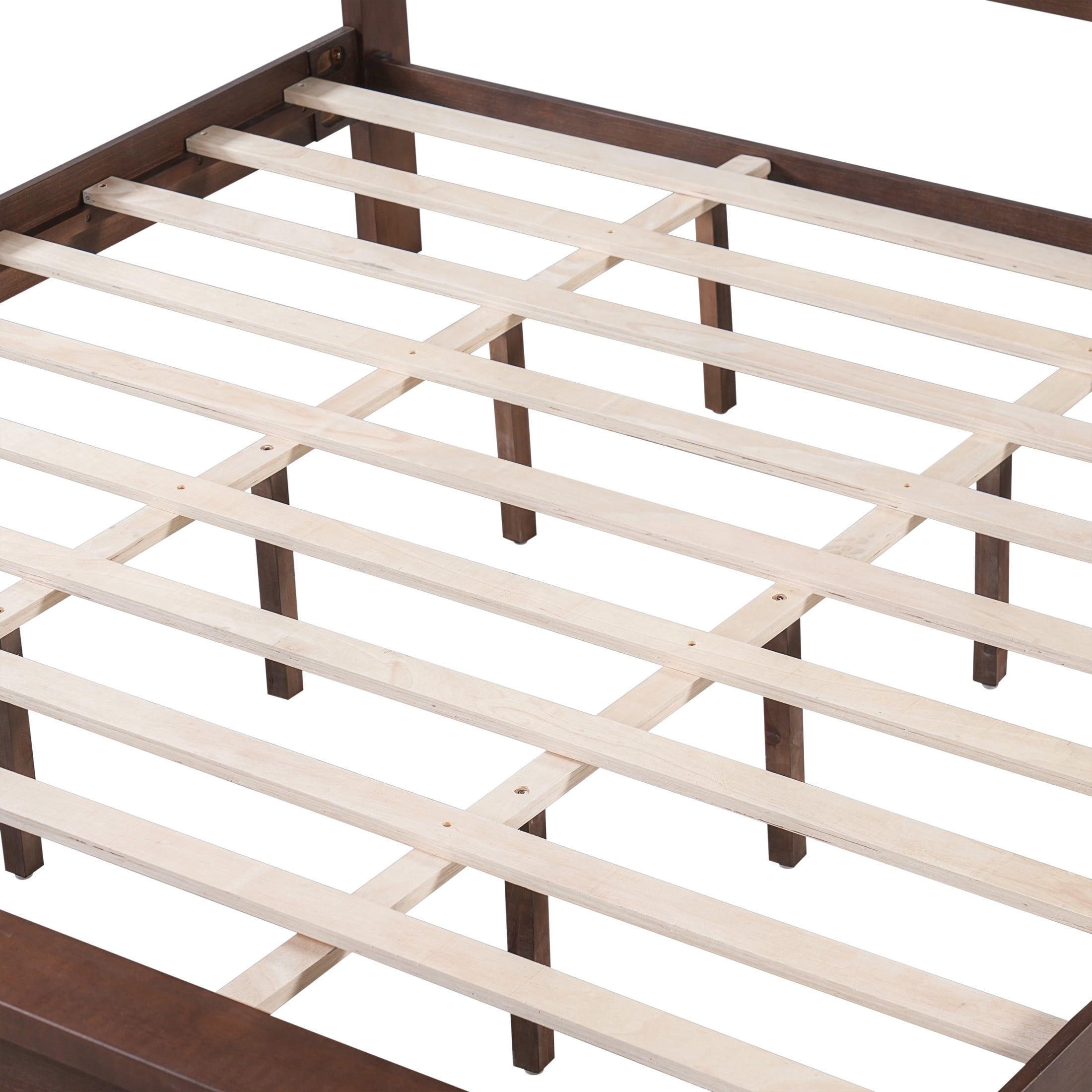 Christopher Knight Home King Solid Wood Bed Frame with Open Storage Headboard & Footboard, Walnut