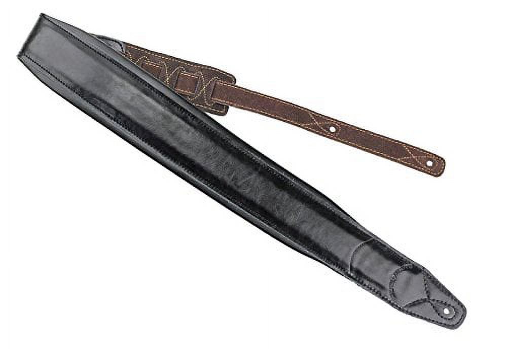 Walker & Williams C-22-BB Black on Black Premium Top Grain Leather Double Padded Guitar Strap Extra Wide
