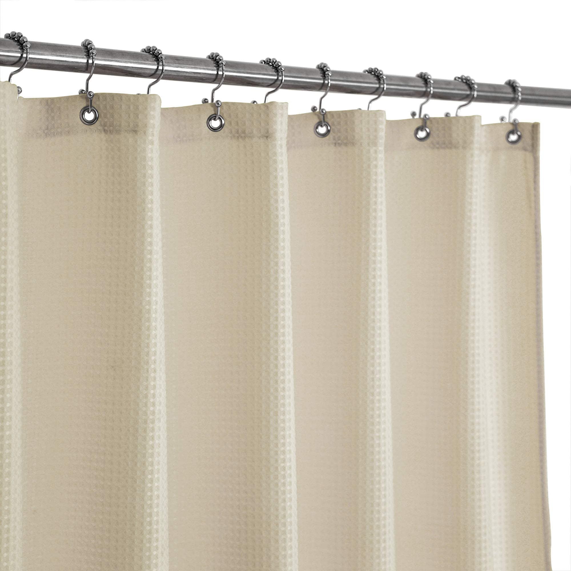 Extra Wide Long Shower Curtain for Bathroom Water Repellent Fabric Mildew Resistant Washable Cloth 108 x 78, Brown Leaf Hotel Quality, Eco Friendly, Heavy Weight Hem with White Plastic Hooks