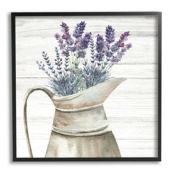 Stupell Lavender Sprigs Country Gardening Botanical & Floral Painting Black Framed Art Print Wall Art
