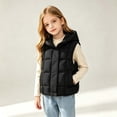 thumbnail image 4 of LOINRODI Girls Puffer Vest, Quilted Hooded Snap Button Sleeveless Warm Padded Outerwear for Cold Weather Black Size 5-6, 4 of 9