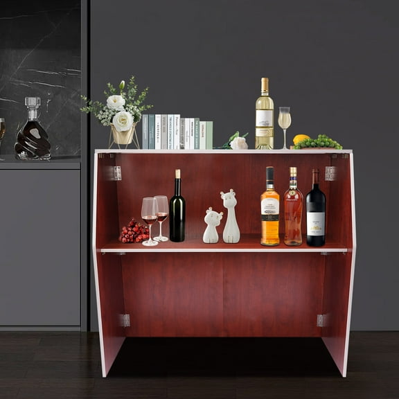 Peakora Portable Foldable Bar Freestanding Event Bar Bar Cabinet 47.75*19.5*42.75in Brown