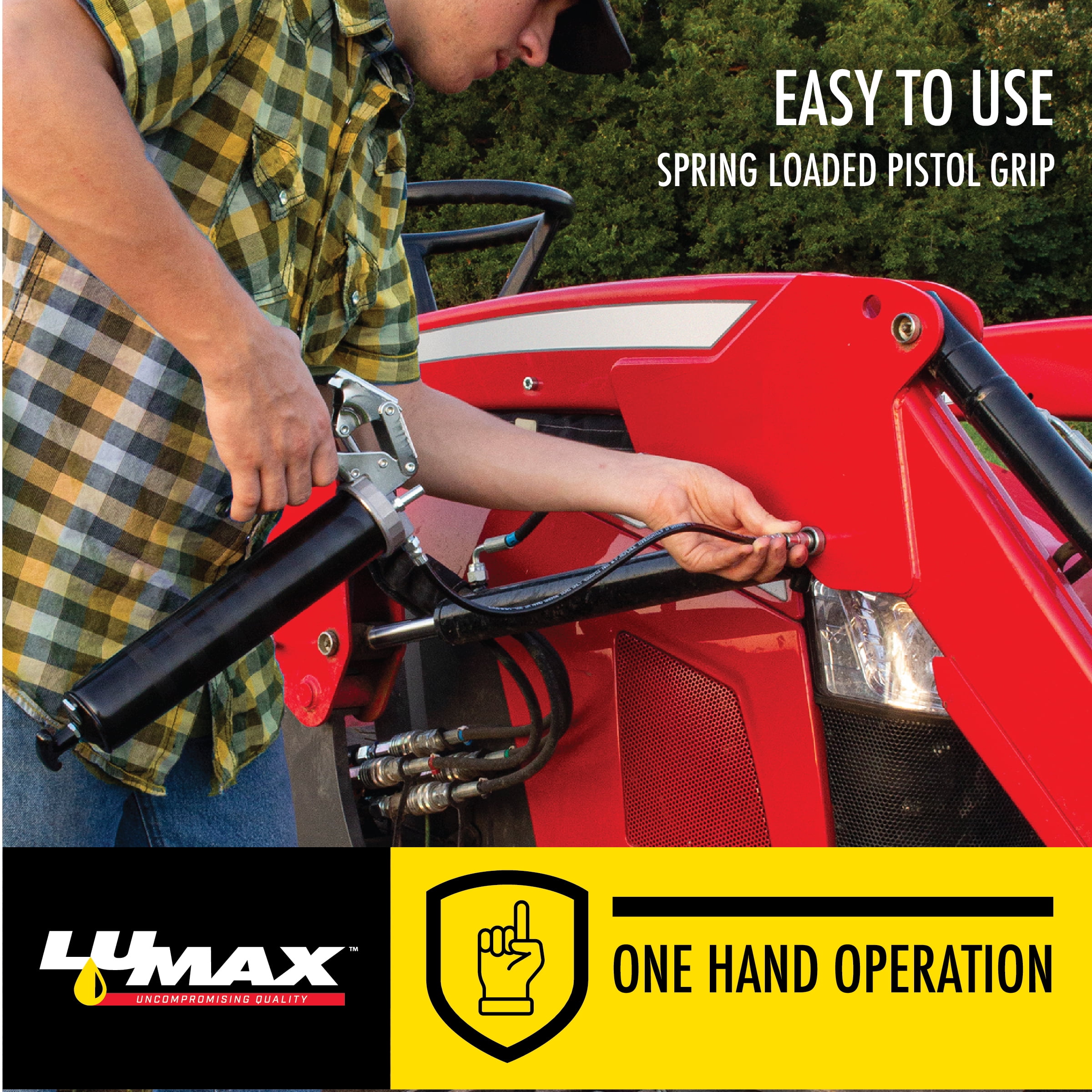(2 pack) Lumax Heavy-Duty Pistol Grease Gun with 18" Flex Hose