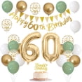 thumbnail image 1 of Decoración de fiesta para 60 cumpleaños de Jobkoo, verde salvia y oro blanco, 1 of 7