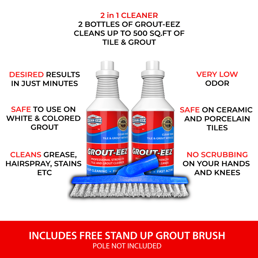 Grout-eez 2 Bottle Kit With FREE Stand Up Grout Brush 32oz