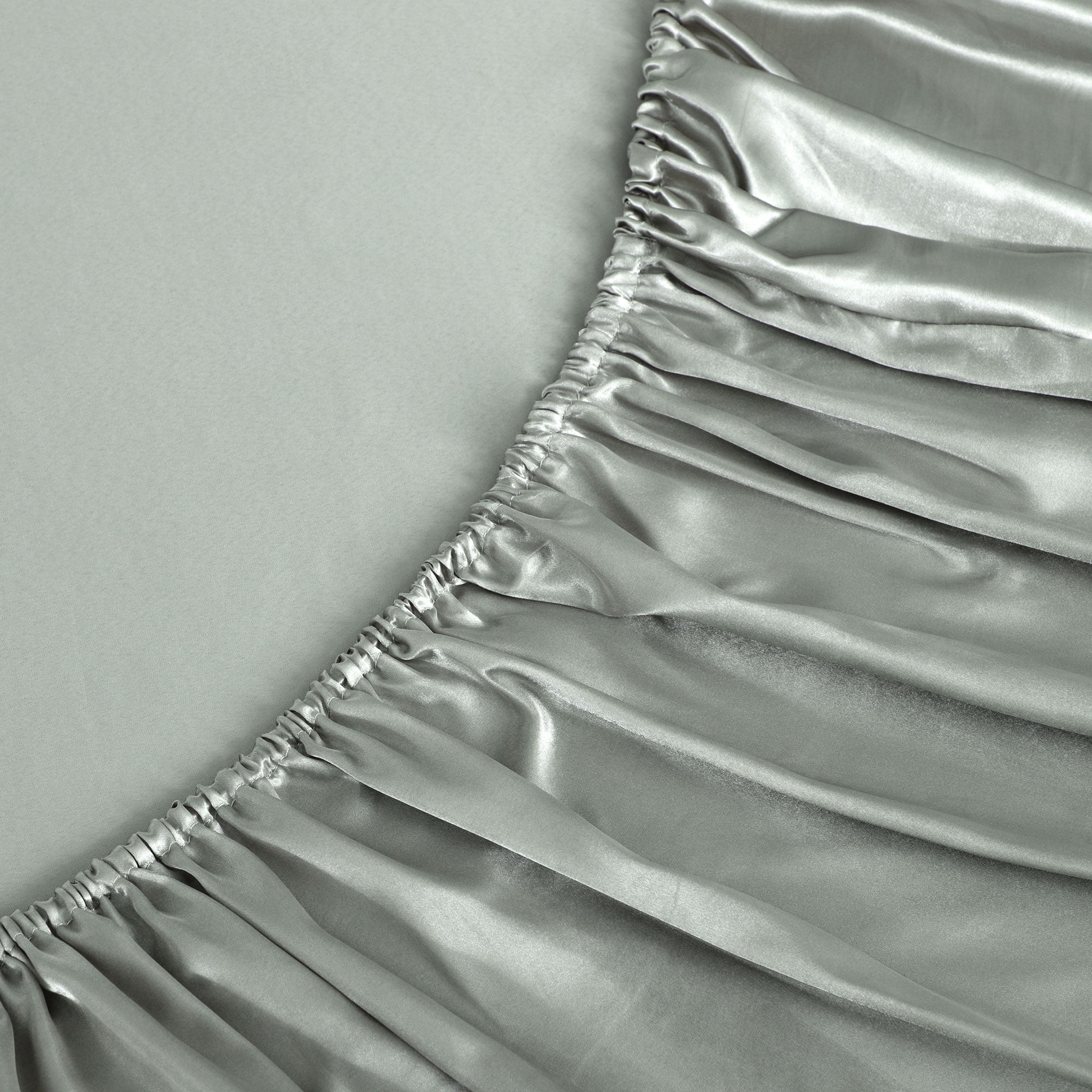 Unique Bargains Satin Sheet Set Luxury Polyester Bed Set 4 Pcs King Ash Gray