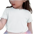 thumbnail image 4 of AherBiu Girls T Shirts Ruffle Short Sleeve Tops Cotton Soft Tee Tops Crewneck Casual Solid Color Tshirts 1-9 Years, 4 of 4