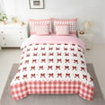 thumbnail image 2 of Manfei Lovely Girls Bowknot 7-Piece Bedding Comforter Set,Cartoon Bow Tie King Bedding Sets,Red White Plaid Grid Bed Sheets For Kids,Luxury Bedroom Decor Reversible, 2 of 8